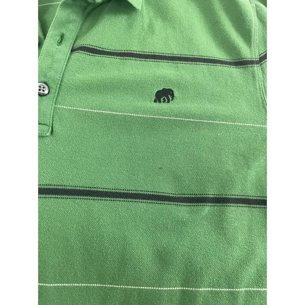 Banana Republic Polo Shirt Mens Extra Large Striped Green Logo Short Sleeve N248